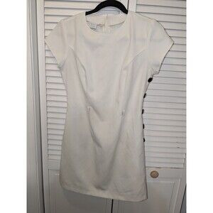 Vintage 90s Y2K XOXO Classy Ivory Short Sleeve Mini Dress M 8